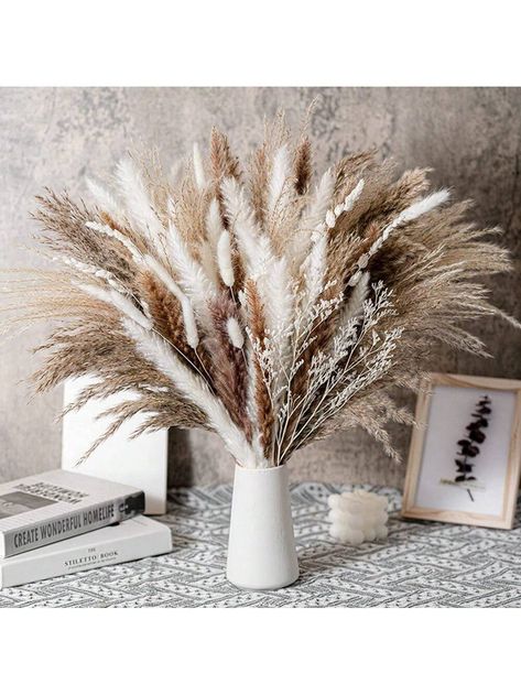 50pcs  44.5cm Artificial Reeds ,Fake Pampas Grass Tree Twig Plant For Floor Vase Filling, Artificial Grass Branches Plants,Wedding Vase Decoration ,Bohemian Style Valentine'S Day SuppliesI discovered amazing products on SHEIN.com, come check them out! Flower Arrangement Party, Floor Vase Fillers, Rabbit Tail, Pampas Grass Bouquet, Pampas Grass Decor, Grass Decor, Artificial Potted Plants, Floral Arrangements Diy, Garden Size