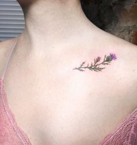 Delicate Thistle Tattoo, Scottish Heritage Tattoo, Outlander Inspired Tattoos, Braveheart Tattoo, Scottish Tattoos For Women, Scotland Tattoo Ideas, Thistle Tattoos, Outlander Tattoos, Thistle Flower Tattoo