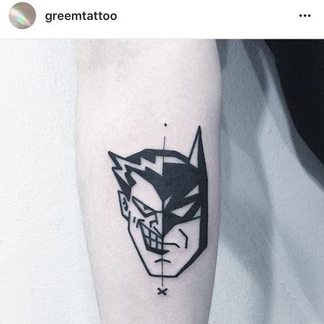 Subtle Batman Tattoo, Batman Animated Series Tattoo, Batman Joker Tattoo, Superhero Tattoos, Joker Face Tattoo, Joker Card Tattoo, Hair Tattoo Designs, Dc Tattoo, Joker Tattoo Design