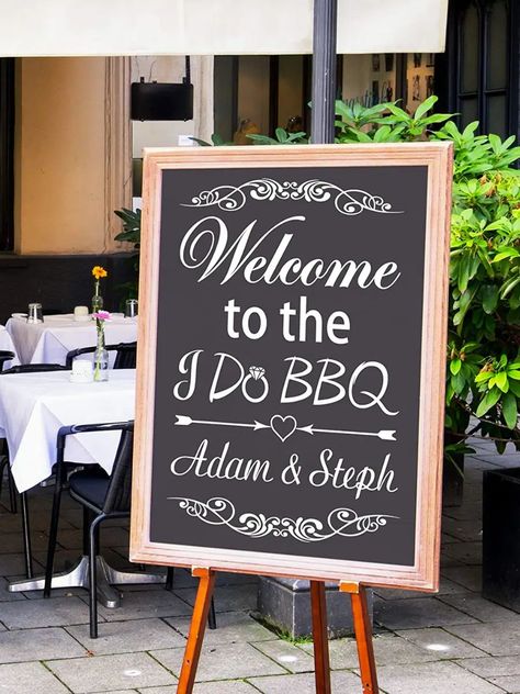 Barbecue Wedding, Bbq Wedding Reception, Bbq Rehearsal Dinner, Bbq Theme, Chalkboard Decal, I Do Bbq, Marriage Decoration, Bbq Wedding, Chalkboard Wedding