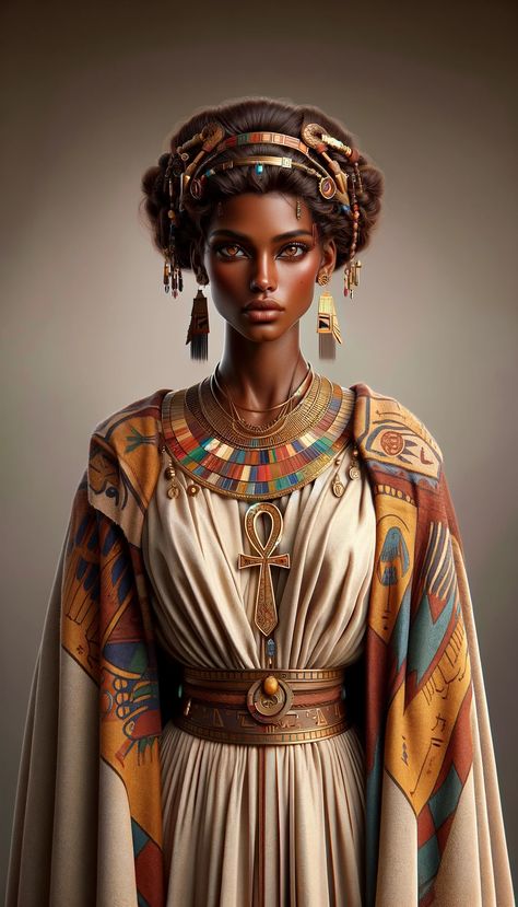 Egyptian Warrior, Egyptian Princess, Clo 3d, Egypt Culture, Fantasy Outfits, Black Royalty, Nubian Queen, Brown Hair Inspo, Disney Princess Belle