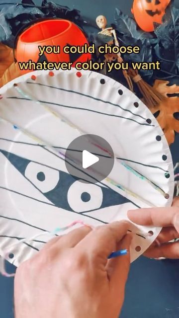 Timm Sevitz on Instagram: "Turn a paper plate into a cute halloween mummy kids craft. It’s a fun halloween activity for kids at a halloween party. Easy homeschool halloween craft. Fun and easy preschool and kindergarten crafts. paper plate crafts, easy crafts for kids, halloween crafts for kids, halloween craft decor. #mummy #halloween #easycrafts #kidsart #kidscrafts #homeschool" Mummy Plate Craft, Mummy Paper Plate Lacing Craft, Skeleton Paper Plate Craft, Paper Plate Mummy Craft, Paper Plate Mummy, Paper Plates Halloween Crafts, Mummy Paper Plate Craft, Mummy Halloween Craft, Mummy Art Projects For Kids