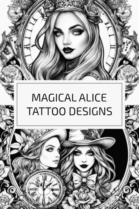 If you're dreaming of adding some whimsical flair to your body art, check out these magical Alice tattoo design ideas inspired by Lewis Carroll's classic tale! From Gothic interpretations to vibrant classics, Alice tattoos represent qualities like curiosity and adventure. Each design tells its own story, making your thoughts and experiences come alive on your skin Alice Through The Looking Glass Tattoo, Alice Tattoo Ideas, Gothic Alice In Wonderland, Alice In Wonderland Tattoo, Alice And Wonderland Tattoos, Dream Catcher Tattoo Design, Dragon Bird, Wonderland Alice, Girls With Sleeve Tattoos