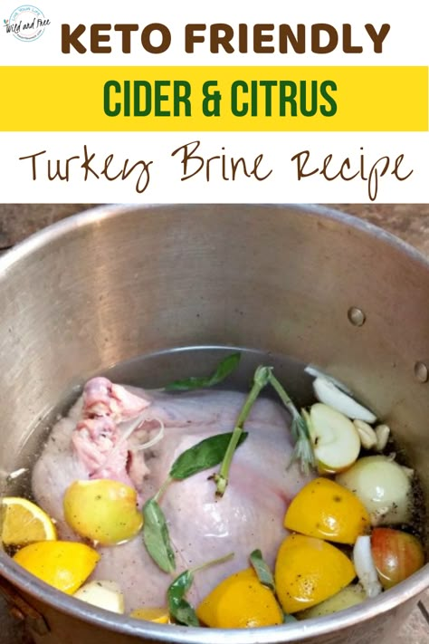 The Best Cider & Citrus Turkey Brine Recipe that uses NO sugar!! #turkeybrine #ketobrine #citrusbrine Turkey Brining Recipe, Drunken Turkey Recipe, Citrus Turkey Brine, Turkey Brining, Smoked Turkey Brine, Easy Turkey Brine, Best Turkey Brine, Citrus Turkey, Brine Turkey