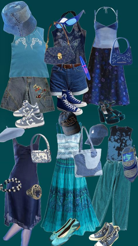 #outfits #fashion #clothes #clothing #blue #bluefashion Blue Boho Outfit, Crowcore Outfit, Goblin Core Outfit, Bday Picnic, Shuffles Outfits, Childhood Food, Core Clothes, Descendants Oc, Core Fashion