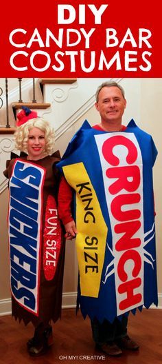 DIY Candy Bar Halloween Costumes and Top Hat made out of felt. A fun Halloween costume for adults or kids! Includes a free downloadable letter templet! Bar Halloween Costumes, Halloween Kostüm Joker, Quick Diy Halloween Costumes, Adult Costumes Diy, Diy Costumes Kids Boys, Diy Candy Bar, Meme Costume, Candy Girls, Candy Costumes