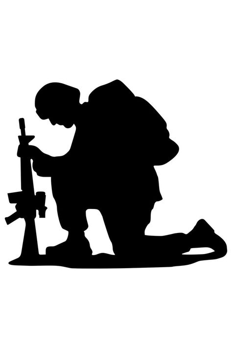 Kneeling Soldier, Poppy Craft For Kids, Anzac Soldiers, Remembrance Day Art, Soldier Drawing, Soldier Tattoo, Soldier Silhouette, Stencil Street Art, Poppy Craft