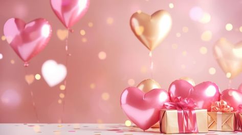 Happy Valentines Day Background, Pink 3d, Day Background, Valentines Day Background, 3d Heart, Heart Images, Happy Valentines, Premium Photo, Happy Valentines Day