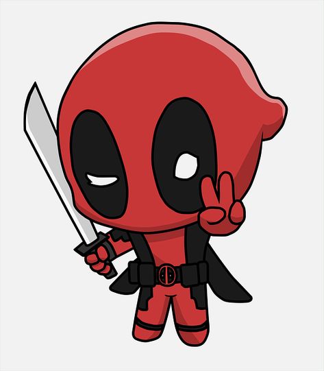 Deadpool Chibi Cute, Deadpool Kawaii, Deadpool Stickers, Superhero Party Games, Deadpool Cartoon, Crazy Pool, Cute Deadpool, Deadpool Drawing, Disney Clip Art