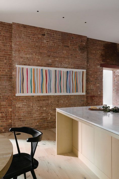 Brick Wall Apartment, Exposed Brick Interior, Minimalism Interior Design, Nyc Loft, Brick Interior Wall, Brick Interior, Minimal Interior Design, Light Hardwood, Light Hardwood Floors