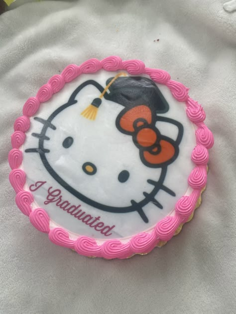 Hello Kitty Graduation Cakes, Hello Kitty Graduation Party, Kue Hello Kitty, Hello Kitty Graduation, Graduation Sheet Cakes, Graduation Cap Cake, Unique Homecoming Mums, Pink Graduation Party, Graduation Desserts