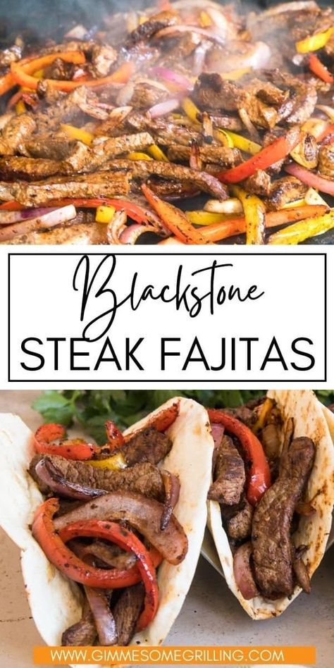 Blackstone Steak, Beef Fajita Recipe, Steak Fajitas Recipe, Outdoor Griddle Recipes, Griddle Cooking Recipes, Easy Steak Fajitas, Steak Fajita Recipe, Outdoor Cooking Recipes, Fajitas Recipe