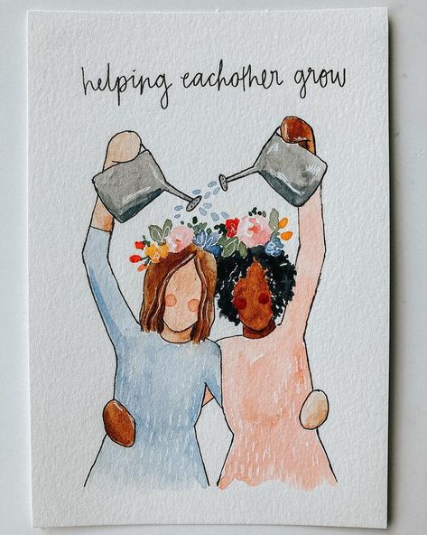 Helping Each Other Drawing, Inclusion Art, Harry Potter Bookshelf, Inclusive Art, Healing Artwork, Uplifting Art, Helping Each Other, Feminism Art, Building Bridges