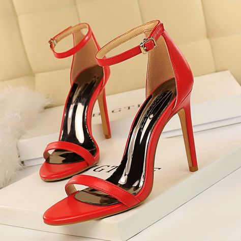 European And American Style Summer Fashion Simple Ankle-strap High Heels #Stilettos #StilettoHeels #HighHeels #HeelsAddict #HeelGoals #StilettoAddict #ShoesOfTheDay #FashionHeels #HeelsLover #SexyHeels #StilettosOnPoint #HeelObsession #PowerHeels #GlamHeels #StilettoStyle #HeelFashion #LuxuryHeels #RedSole #ShoeLovers #StilettoVibes #ShoeGoals #StilettoLove #Fashionista #KillerHeels #ChicHeels #ShoeAddict #WalkInHeels #StilettosForever #HeelsOfInstagram #ElegantHeels Summer Sandals Heels, Womens Red Shoes, Modern Sandals, Women Heels, Ankle Strap High Heels, Summer Heels, Patent Shoes, Super High Heels, Sandals Women