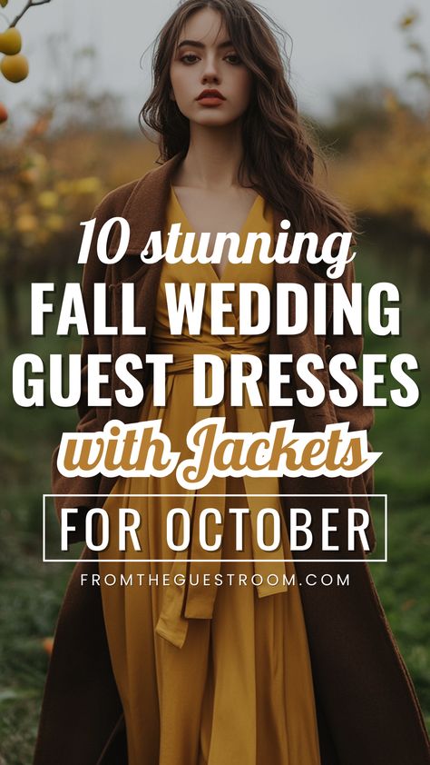 a woman wears a fall wedding guest dress with jacket in October Fall Wedding Guest Skirt Outfit, Alaska Wedding Guest Dress, Outside Wedding Dress Guest, November Wedding Dress Guest, Winter Casual Wedding Outfit Guest, 2024 Fall Wedding Guest Dresses, Cold Wedding Guest Outfit, Boho Dress For Wedding Guest, Wedding Guest Dress Cold Weather