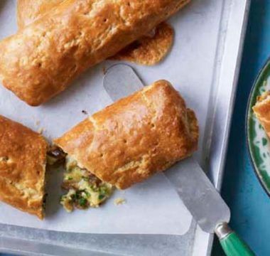 Steven’s Mediterranean Medley Clanger | The Great British Bake Off Bedfordshire Clanger, Sweet Potato Chunks, Salt Beef, British Baking Show Recipes, British Bake Off Recipes, Great British Baking Show, British Baking Show, Bake Off Recipes, The Great British Bake Off