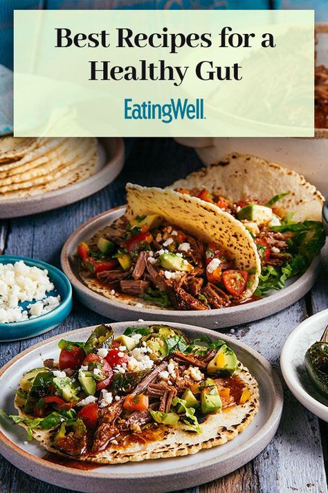 Looking to improve digestion and boost immunity? Look no further than EatingWell's quick and easy recipes featuring probiotic, prebiotic and fiber-rich foods known to help feed a healthy gut.#healthygut #digestivehealth #guthealth #healthyrecipes Dinner Recipes For Gut Health, Probiotic Dinner Recipes, Gut Health Chicken Recipe, Easy Gut Health Meal Plan, Easy Healthy Meals Gut Health, Gut Health Probiotics, Slow Cooker Dinner Recipes, Boost Immunity, Baked Dinner