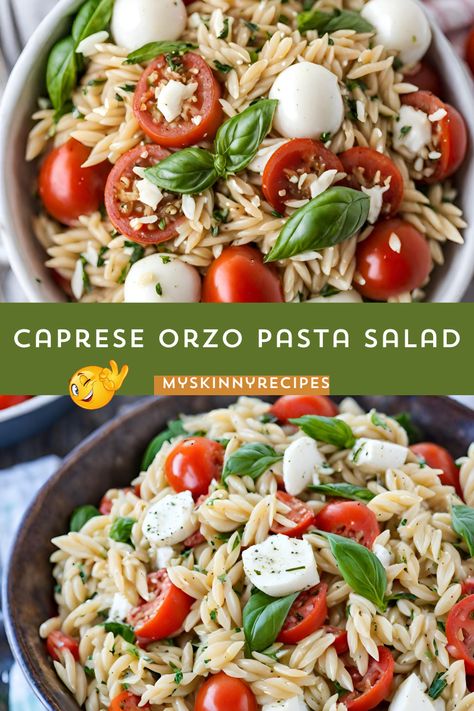 Delight your taste buds with this 🍅Caprese Orzo Pasta Salad! Bursting with flavors of juicy cherry tomatoes, creamy mozzarella, and fragrant basil, tossed with tender orzo pasta. 🌿Perfect for a refreshing side dish or a light meal! Ready in just 25 minutes.#myskinnyrecipes #CapreseSalad #OrzoPasta #EasyRecipes 🍽️ Caprese Orzo Salad, Orzo Mozzarella, Caprese Orzo, Caprese Orzo Pasta Salad, Caprese Basil Pasta Salad, Caprese Pesto Pasta Salad, Mini Mozzarella Balls, Caprese Pasta Salad, How To Cook Orzo