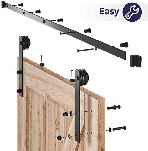 Amazon.com: SMARTSTANDARD 6.6ft Heavy Duty Sturdy Sliding Barn Door Hardware Kit -Smoothly and Quietly -Easy to install -Includes Step-By-Step Installation Instruction Fit 36"-40" Wide Door Panel (I Shape Hanger) : Tools & Home Improvement Sliding Wood Door, Sliding Door Mechanism, Barnyard Door, Rustic Log Furniture, Sliding Wood Doors, Diy Chicken Coop Plans, Bifold Barn Doors, Wood Barn Door, Barn Door Designs