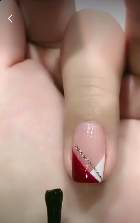 Fall French Manicure Designs, Red Black And White Nails Design, Work Nails Acrylic, Red And White French Tip Nails, Red French Tips Nails, Different French Manicure Ideas, Nails Rojas Cortas, Fancy French Manicure, Copper Nails Designs