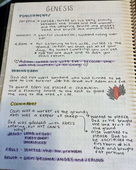 Genesis Chapter 3 Notes, Bible Notes Ideas Genesis, Genesis Chapter 3 Bible Journaling, Bible Notes Ideas Notebooks Genesis, Genesis 6 Bible Study, Genisis Bible Notes, How To Take Good Bible Notes, Genesis 1:3 Bible Journaling, Bible Genesis Notes