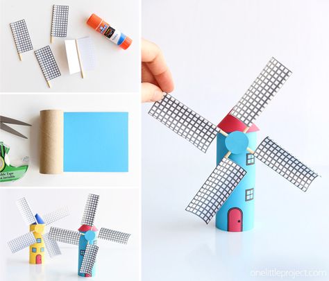 Windmill Craft, Fun Diy Kids Crafts, Windmill Diy, Paper Windmill, Toilet Paper Crafts, Toilet Paper Roll Crafts, Paper Roll Crafts, Recycled Cardboard, Cardboard Tubes