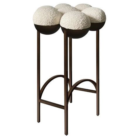 Saturn Bar Stool, Steel Frame and Cream Boucle Wool by Lara Bohinc For Sale at 1stDibs Brass Bar Stools, Stainless Steel Bar Stools, Steel Bar Stools, Fabric Bar Stool, Cabin Furniture, Shop Stool, Minimalist Bar, Vintage Bar Stools, Marble Furniture