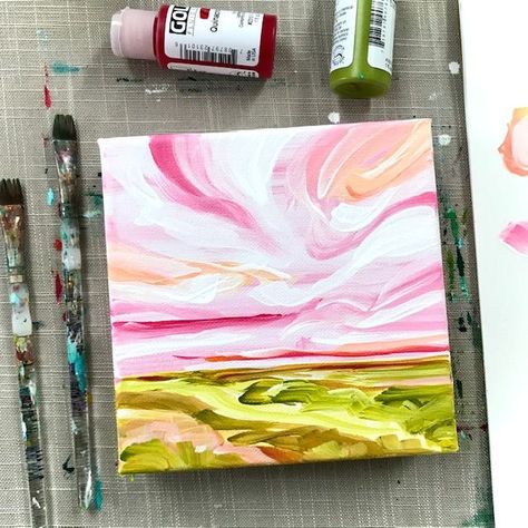 Step Landscape, Painting With Acrylic Paint, Easy Landscape, Beginners Painting, Landscape Painting Tutorial, Painting Ideas For Beginners, Canvas Painting Ideas, Acrylic Paint On Canvas, Easy Canvas