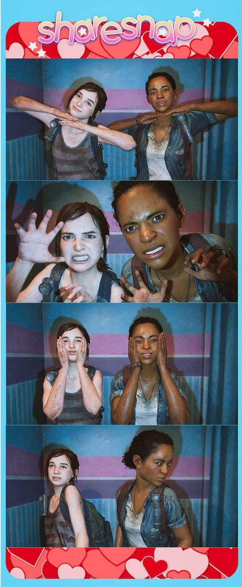 The Last Of Us: Left Behind Ellie & Riley photo booth Ellie And Riley, Last Of Us Part 1, Ellie Fanning, The Last Of Us2, Video Game Posters, Steve Lacy, Paper Collage Art, V Games, Story Games