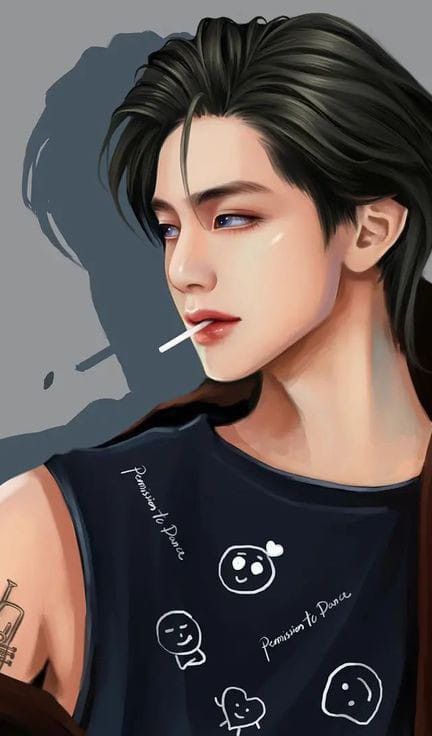 Anime Character, Kim Taehyung, Anime, Black