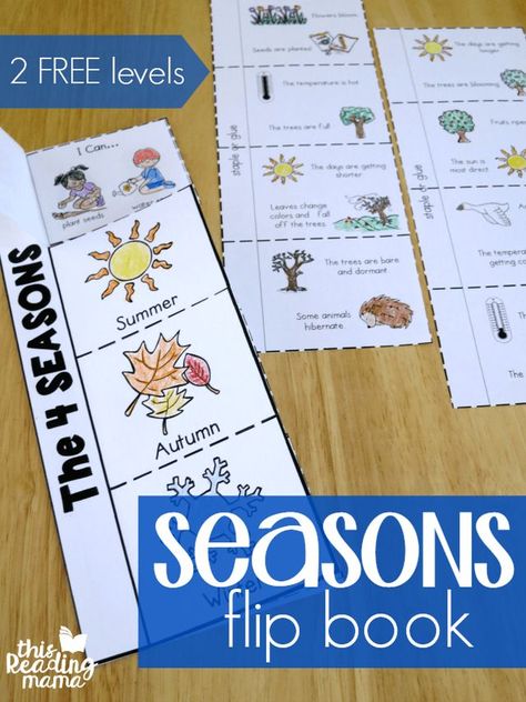 One of the fun and hands-on activities from my Seasons K-2 Unit Study is this 4 Seasons Flip Book. Actually, there are two seasons flip books included: one that’s more picture-based with simple langua First Grade Seasons Activities, Weather And Seasons Activities, Seasons Activities Kindergarten, Seasons Science Activities, Seasons Flip Book, Season Activities For Preschool, Season Kindergarten, Sped Activities, Seasons Kindergarten