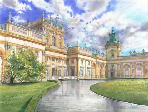 Anime House, Anime Places, Watercolor Architecture, Castle House, Illustration Art Drawing, Fantasy City, Fantasy Castle, Fantasy Places, Watercolor Landscape Paintings