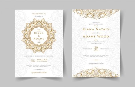 Vintage wedding invitation with mandala | Premium Vector #Freepik #vector #wedding-invitation-flower #wedding-invitation #wedding-invite #floral-invitation Mandala Invitation, Wedding Cards Images, Invitation Flower, Invitation Floral, Flower Invitation, Invitation Wedding, Vintage Wedding Invitations, Invitation Card Design, Flower Wedding