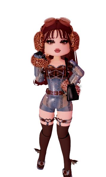 Royale High Cheetah Print, Royale High Outfits With Bat Mo Heels, Steampunk Style Royale High, Steampunk Royale High, Corset Combos Royale High, Royale High Corset Combos, Royal High Hacks, Spider Lashes, Steampunk Belt