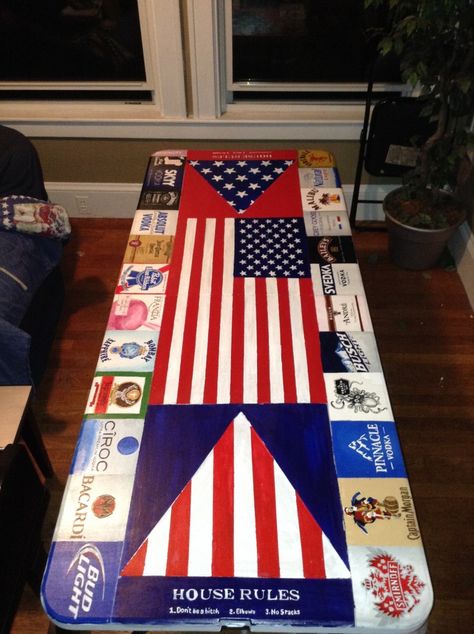 Frat Table, Pong Table Painted, Beer Pong Table Diy, Diy Beer Pong, Diy Beer Pong Table, Custom Beer Pong Tables, Beer Pong Table Designs, Beer Table, Cooler Ideas