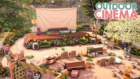 Brindleton Bay Outdoor Cinema 🍿 - Ko-fi ❤️ Where creators get support from fans through donations, memberships, shop sales and more! The original 'Buy Me a Coffee' Page. Cute Small Houses, Brindleton Bay, Cc The Sims 4, Lotes The Sims 4, The Sims 4 Lots, San Myshuno, Sims 4 Speed Build, Sims 4 House Plans, Sims 4 House Building