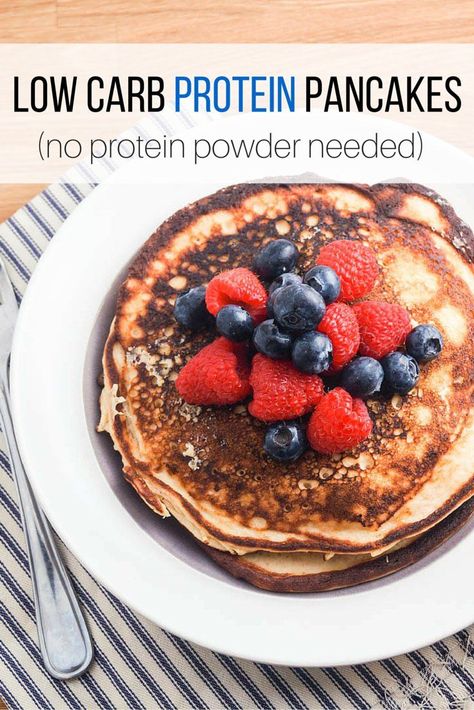 Low Carb Protein Pancakes - Slender Kitchen Low Carb Protein Pancakes, Protein Pancakes Low Carb, Pancakes Protein, Paleo Pancakes, Slender Kitchen, Ww Breakfast, Kitchen Ingredients, Ww Freestyle, Weight Watchers Breakfast