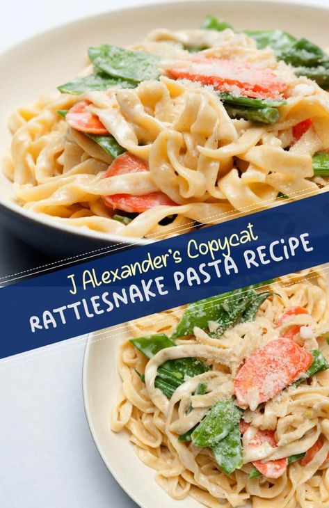 Looking for a copycat recipe for J Alexander's famous Rattlesnake Pasta? Look no further! Our step-by-step guide will show you how to recreate this delicious dish at home, complete with creamy Alfredo sauce, tender chicken, and spicy jalapeños. J Alexander Recipes, Rattle Snake Pasta, J Alexanders Rattlesnake Pasta Recipe, Rattlesnake Pasta Recipe, Rattlesnake Pasta, Light Alfredo Sauce, Pasta Recipes Video, J Alexander, Italian Pasta Recipes