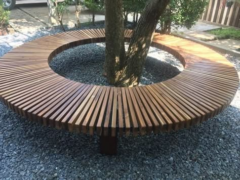 Round Bench Around Tree, Around Tree Bench, Bench Around A Tree, Bench Around Tree, Bench Around Trees, Outside Living Area, Bench Outside, Outdoor Seating Ideas, Tree Seat