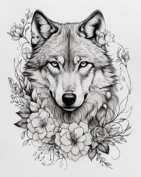 Wolf Rose Tattoo Design, Wolf Face Tattoo, Grey Wolf Tattoo, Wolf Tattoos For Women, Wolf Face, Wolf Tattoos, Wolf Tattoo, Grey Tattoo, Face Tattoo