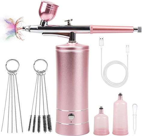 Airbrush Kit, Cordless Airbrush Gun Kit with Compressor, Rechargeable Handheld Airbrush Kit Paint Set, Portable Mini Airbrush Makeup Machine Kit, for Cake Decorating, Nail Art, Tattoo Painting Cake, Nail Art Tattoo, Airbrush Nail Art, Craft Cake, Airbrush Machine, Airbrush Painting, Airbrush Nails, T Shirt Painting, Air Brush Painting