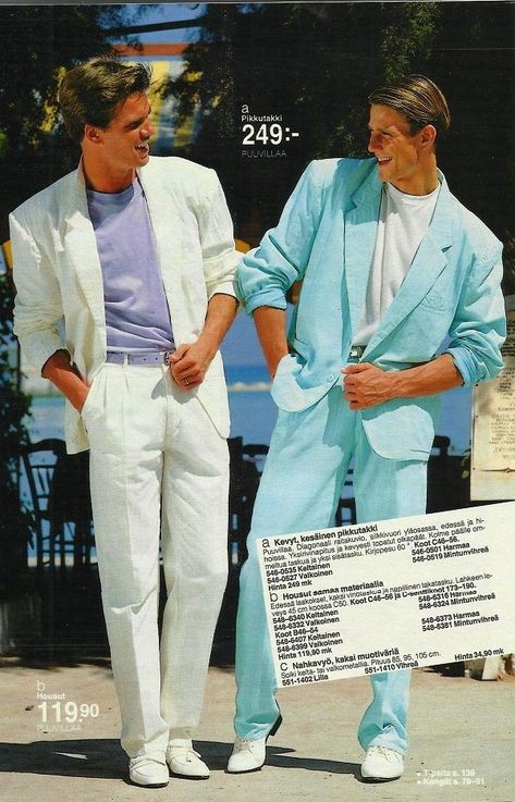 80s Athletic Fashion, Mens Fashion 1980s, 80s Men Fashion, Miami Vice Fashion, 80s Mens Fashion, Dynasty Tv Show, 80s Suit, Vintage Men Style, 80s Inspired Outfits