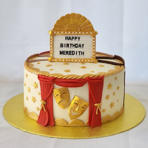 Theater Cakes Birthday, Theatre Birthday Cake, Broadway Birthday Cake, Musical Theatre Birthday Cake, Broadway Cake Ideas, Drama Birthday Cake, Musical Theatre Cake, Theatre Cake Ideas, Theater Cake Ideas