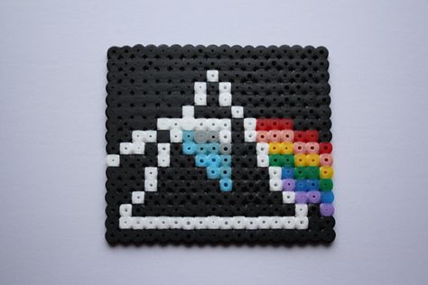 Pink Floyd Perler Beads, Pink Floyd Beaded Earrings, Another Brick In The Wall Pink Floyd Art, Pink Floyd Dark Side Of The Moon, Beads Perler, Pony Bead Projects, Pink Floyd Dark Side, 3d Perler Bead, Dark Side Of The Moon