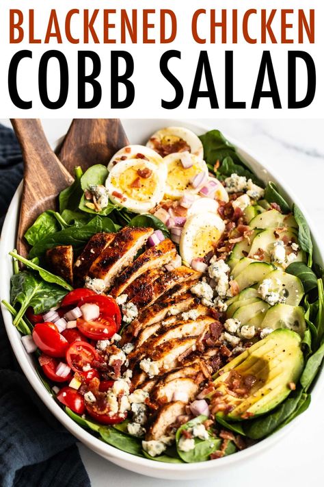 Blackened Chicken Cobb Salad Chicken Cobb Salad, Chicken And Avocado, Ideas For Parties, Eating Bird Food, Foods Ideas, Blackened Chicken, Boiled Egg Diet Plan, Boiled Egg Diet, Bird Food