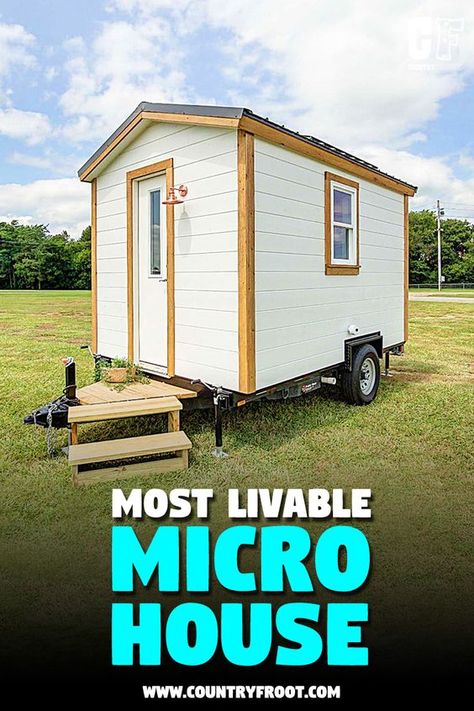 Most Livable 12 Foot Micro House #tinyhouse #tinyhome Tiny Caravan Ideas, Micro Caravan Interior, Micro Tiny House Floor Plans, Tiny House On Trailer Floor Plans, Micro Cabin Plans, Tiny Trailer House, Micro Tiny House On Wheels, Micro Cabin Interior, Micro House Interior