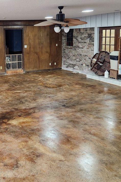 Stained Cement Floors, Concrete Acid Stain Colors, Diy Stained Concrete Floors, Concrete Floors In House, Diy Concrete Stain, Concrete Stain Colors, Acid Stained Concrete Floors, Acid Concrete, Concrete Stain Patio