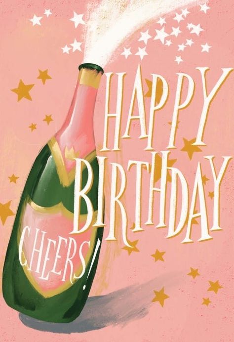 Happy Birthday Drinks, Pink Celebration, Happy Birthday Cheers, Birthday Card Greetings, Black Color Hairstyles, Happy Birthday Woman, Color Hairstyles, Happy Birthday Art, Birthday Drinks