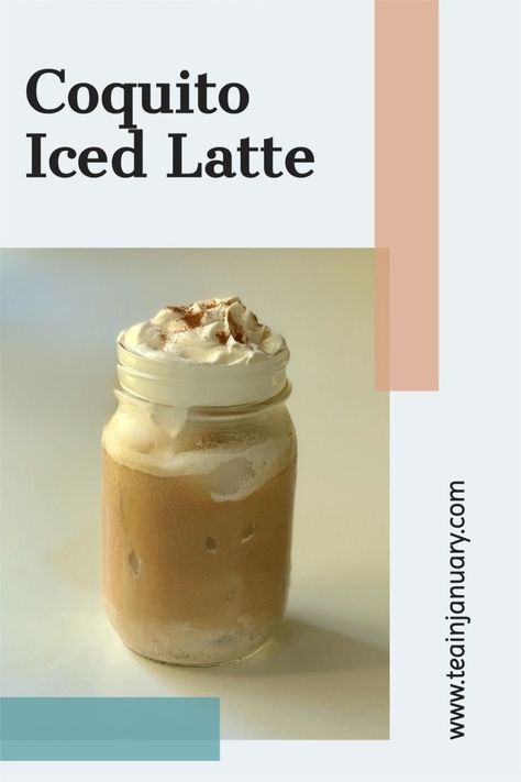 Coquito Iced Latte topped with whipped cream and cinnamon Coffee Coquito Recipe, Coquito Latte, Easy Latte Recipe, Coconut Milk Latte, White Chocolate Peppermint Bark, Iced Latte Recipe, Coquito Recipe, Coconut Milk Coffee, Chocolate Peppermint Bark