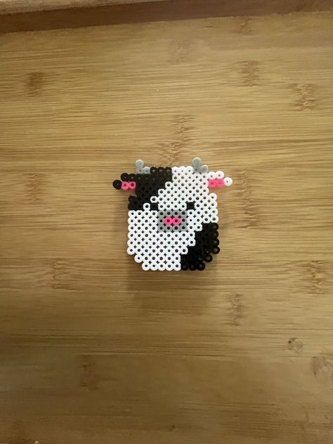 Cow Perler Bead Patterns, Perler Bead Cow, Cow Keychain, Anime Eye Makeup, Bead Keychain, Easy Perler Beads Ideas, Beads Designs, Beads Ideas, Pinterest Diy Crafts